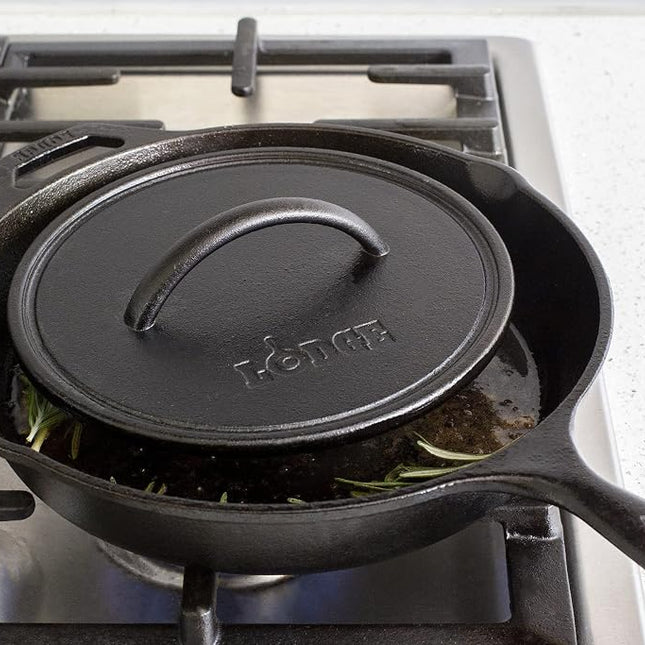 Lodge L8RFIP 8 Inch Seasoned Cast Iron Grill Press, Black