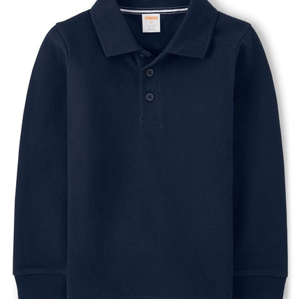 Gymboree Boys' and Toddler Long Sleeve Polo Shirt, Navy 3-Pack, 7