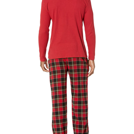 Ensemble de pyjama pour homme Wrangler, haut en tricot gaufré et pantalon en flanelle, Rouge/Carreaux, XXL