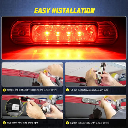 Nilight Third Brake Light Tail High Mount 3rd Stop Lights Smoked Lens Compatible with Jeep Cherokee 1999 2000 2001 2002 2003 2004 Van SUV Rear Center Cab Lamp