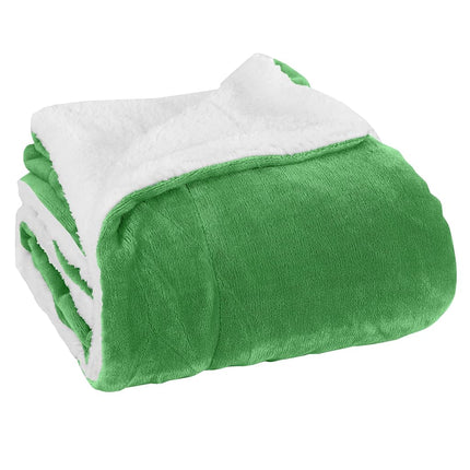 Elegant Comfort Luxury Ultra-Plush Velvet Touch Fleece Throw Soft, Warm, Cozy| Micromink Sherpa-Backing Reversible Blanket for Bed, Sofa and Couch, Solid Emerald Green