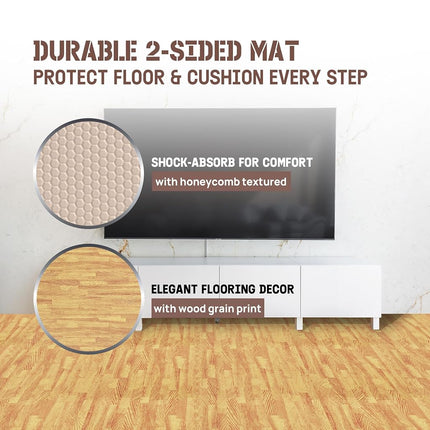 Yes4All Interlocking Foam Tiles, Non-Slip Foam Floor Tiles for Home Gym- Oak Wood Light, 24 Tiles 12"x 12"x 7/16" Cover 24 Sqft