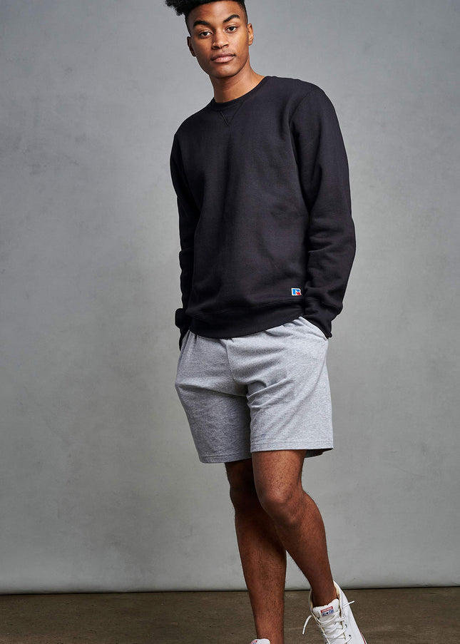 Sudadera de felpa prémium Russell Athletic para hombre, mezcla de algodón 2.0, color negro, talla S