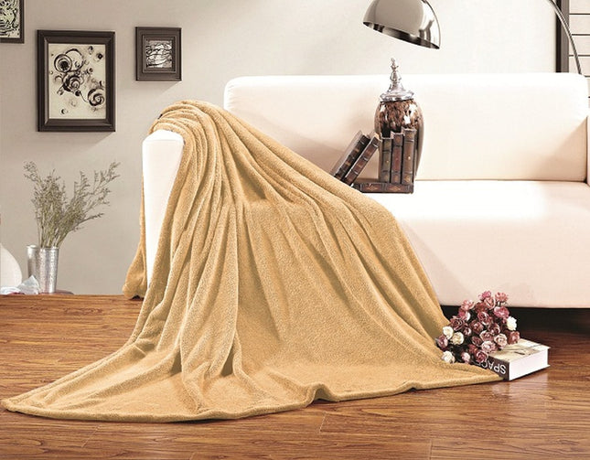 Elegant Comfort Micro Fleece Ultra Plush Solid Blanket, Twin/Twin X-Large, Gold