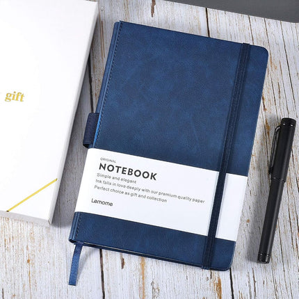 Lemome Thick Classic Notebook with Pen Loop A5 Wide Ruled Hardcover Writing Notebook with Pocket + Page Dividers Gifts, Banded, Large, 180 Pages, 8.4 x 5.7 in