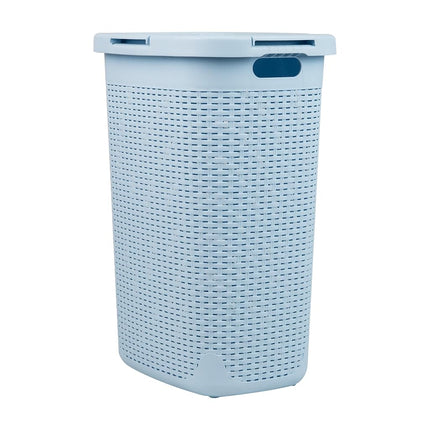 Mind Reader Slim Laundry Hamper with Lid, 60L Tall Clothes Basket, Narrow Tapered Design for Bathrooms, Closets and Laundry Rooms, Plastic, 2 Pack, Ivory