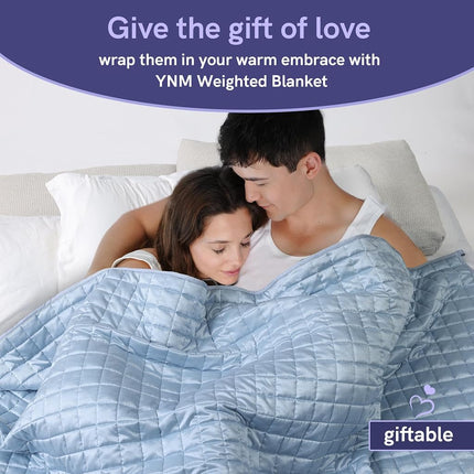 YnM Cooling Weighted Blanket for Adults, 15lbs Heavy Bed Throw Comforter with 100% PE Fabric, Ideal for Hot Sleepers or Summer Days(60x80 Inches for Queen/King Bed, 15 Pounds, Blue)