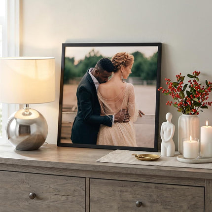 Americanflat 17x17 Picture Frame with Polished Plexiglass - Streamline Collection - Thin Square Picture Frame for Wall Display - Hanging Hardware Included - Black