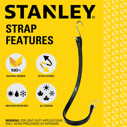 STANLEY S300421 Black 21" Rubber Tarp Bungee Cords for Boating, Camping, Cargo Support, 40 Pack