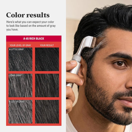 Just For Men Easy Comb-In Color (Formerly Autostop) Mens Hair Dye, Easy No Mix Application - Rich Black, A-65, 3 Pack