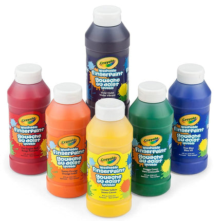 Crayola 6 Count 8 oz. Washable Kids Finger-Paints Features 3 Bold Primary Colors & 3 Bright Secondary Colors. Great Art Supplies for Kids