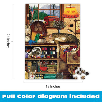 Buffalo Games - Charles Wysocki - Yarn Duty - 750 Piece Jigsaw Puzzle for Adults Challenging Puzzle Perfect for Game Nights - Finished Puzzle Size is 24.00 x 18.00