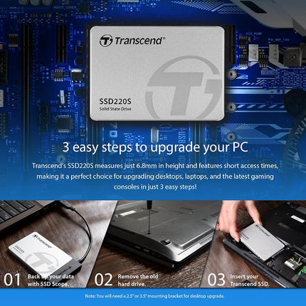 Transcend SSD220S 120GB 2.5" SATA III 6Gb/s Internal Solid State Drive (SSD) 3D TLC NAND (TS120GSSD220S)