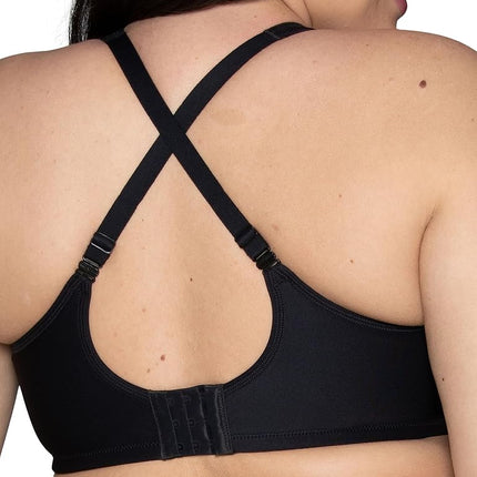 Vanity Fair Women's Medium Impact Sports Bras for Women, Breathable, Moisture Wicking, Padded Cups Up to DDD, Underwire - Black, 40D