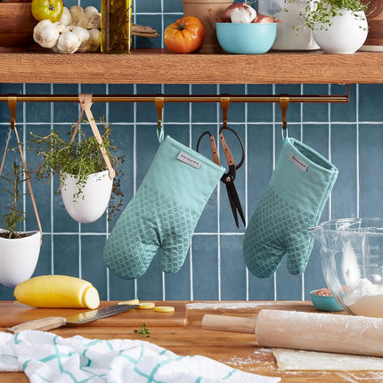 KitchenAid Asteroid Oven Mitt 2-Pack Set, Mineral Water Aqua, 7"x12.5"