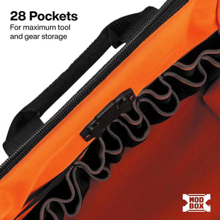 Klein Tools 62203MB MODbox Tool Bag, Part of the MODbox Mobile Workstation, 28 Pockets for Maximum Tool Storage, Internal Headlamp Bracket