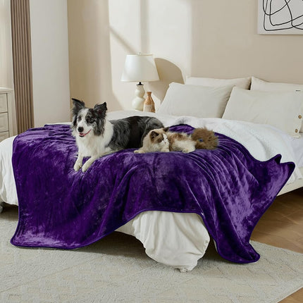 Yaning Soft Waterproof Blanket for Bed Couch Sofa, Dark Purple, 127x152cm