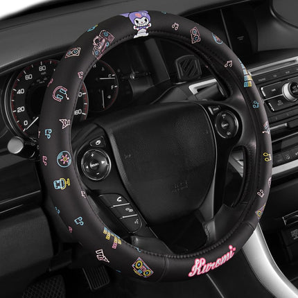 Sanrio Hello Kitty and Friends Kuromi Black Car Steering Wheel Cover, Universal Fit Cute Accessories