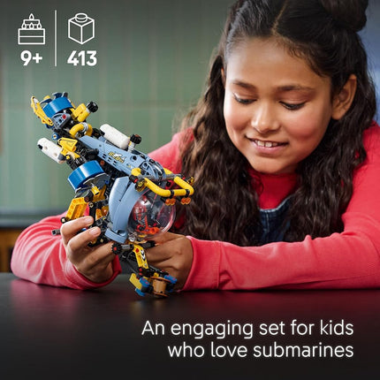 LEGO Technic Deep-Sea Research Submarine Toy - Vehicle Set with Spinning propellers, Air tanks and a cockpit for Imaginative Play - Birthday Gift for 9+ Year Old Boys & Girls 42201