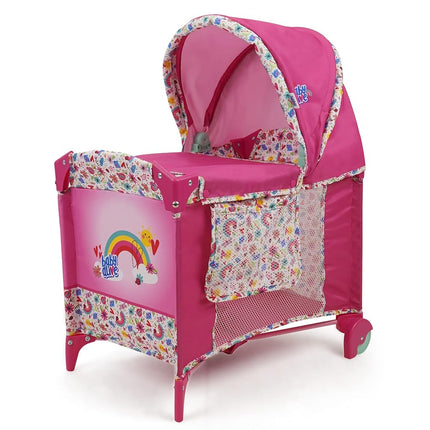 509 Crew Baby Alive: Deluxe Doll Play Yard - Pink & Rainbow - Fits Dolls Up to 18", Retractable Canopy, Easy Maneuvering, Folds for Travel & Storage, Pretend Play for Kids Ages 3+