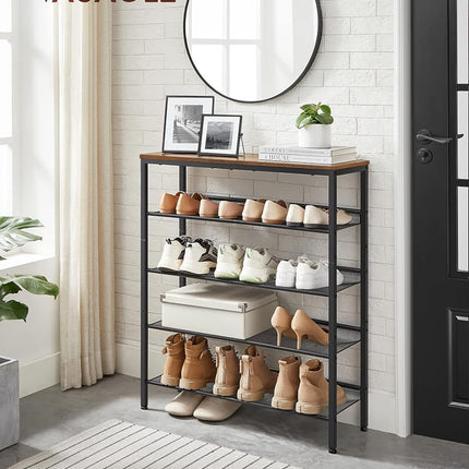 VASAGLE Shoe Rack, 5 Tier Shoe Storage Shelves, Shoe Racks Industrial