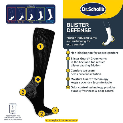 Dr. Scholl's womens Crew Socks, Black, One Size