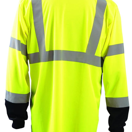 Camiseta OccuNomix extragrande de poliéster amarillo de alta visibilidad con parte inferior negra