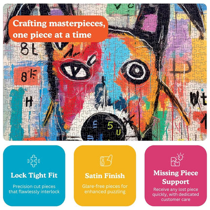 Geometric Dog Dreamscape Puzzle - 1000 Piece Abstract Art Jigsaw, Eco-Friendly, Satin Finish, Vivid Colours, Modern Home Decor, Educational Brain Game for Adults