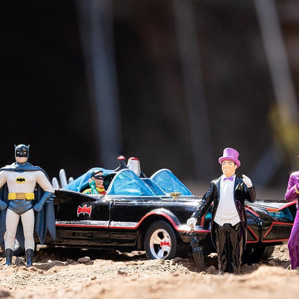 DC Comics 1:24 Classic TV Series Batman Batmobile Die-Cast Car & 2.75" Batman, Robin, Penguin, & The Joker Figures
