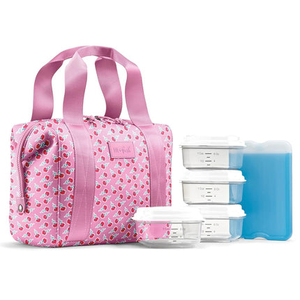 Fit & Fresh Neoprene Lunch Bag For Women, Insulated Womens Lunch Bag For Work, Tear & Stain Resistant Large Lunch Box For Women With Containers and Ice, Machine Washable Remi Bag, Sweet Pink Block