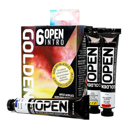 Golden Artist Colors Slow Drying Open Acrylic 6 Color Introduction Set