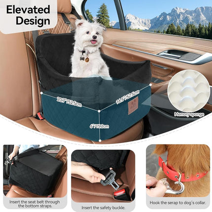 GL GLENSLAVE Siège Auto pour Chien pour Petits/Moyens Chiens, Siège Auto pour Chien avec Rembourrage Épais pour Moins de 16 kg, Siège Auto Amovible et Lavable pour Animaux de Compagnie (Noir)