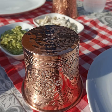 Dede Copper - CC Series (20 oz) - Handcrafted Super Heavy Weight Drinking Cups or Serving Cold Beverages and Cocktail Mugs, Handmade Unlined Uncoated Pure Solid Copper Tumblers (Engraved)