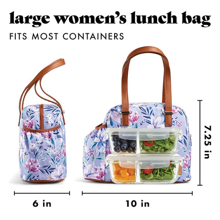 Fit+Fresh Laketown Adult Insulated Lunch Bag for Women and Men - Cute Small Lunchbox Tote in Lilac