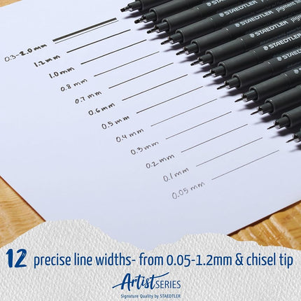Staedtler 308 05-9 Fineliner Pigment liner - 0.5 mm, Black, Pack of 10