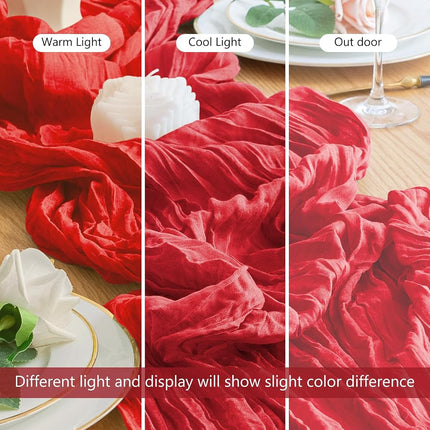 Wokceer Cheesecloth Table Runner Red 10FT Boho Gauze Runner, 6 Pack