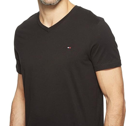 Tommy Hilfiger mens09T3140Core Flag V-Neck Tee Short Sleeve Pajama Top - Black - L