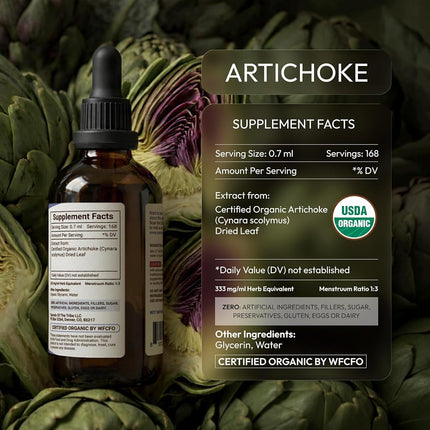 Secrets of the Tribe Artichoke USDA Organic | Alcohol-Free Extract, High-Potency Herbal Drops | Made from 100% Certified Organic Artichoke (Cynara scolymus) Dried Leaf 4 oz