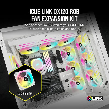 Corsair iCUE LINK QX120 RGB 120mm Magnetic Dome RGB Single Fan - White