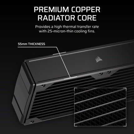 CORSAIR Hydro X Series XR7 360mm V2 Custom Cooling Radiator – Compatible with iCUE LINK Fans, 3x120mm Fan Mounts, Screw Protection Plates, G1/4” Threads – Black