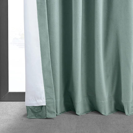 HPD Half Price Drapes Signature Velvet Thermal Blackout Curtains for Living Room 96 Inch Long (1 Panel) Rod Pocket Insulated Blackout Curtains for Bedroom Window Curtains, 50W x 96L, Skylark Blue