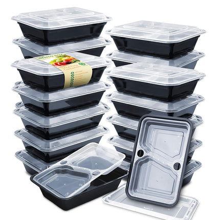 Enther 36oz Meal Prep Containers 20 Pack 3 Compart