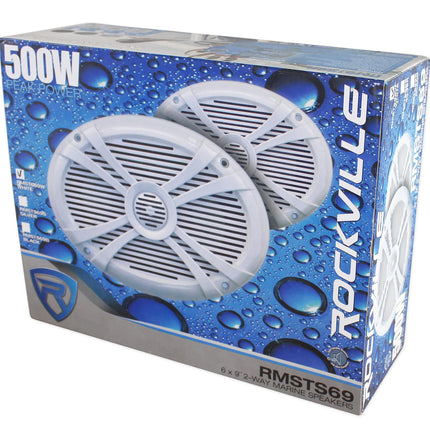 Rockville Rmsts69w Paire d'enceintes marines étanches 1000W 2 voies pour bateau, blanches, 6 x 9"