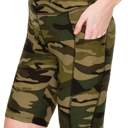 ALWAYS Women's Camo Yoga Shorts with Pockets - Hig