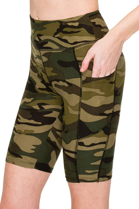 ALWAYS Women's Camo Yoga Shorts with Pockets - Hig