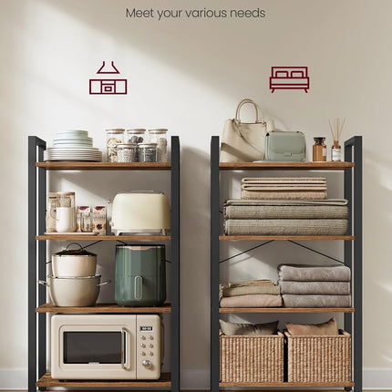 VASAGLE Bookshelf, 4-Tier Shelving Unit, Bookcase, Book Shelf, 11.8 x 25.9 x 47.2 Inches, for Home Office, Living Room, Rustic Brown and Black ULLS60BX