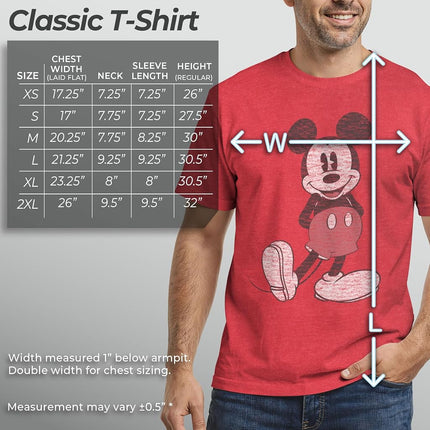 Disney Men's Full Size Mickey Mouse Distressed Look T-Shirt, Red HTR, S