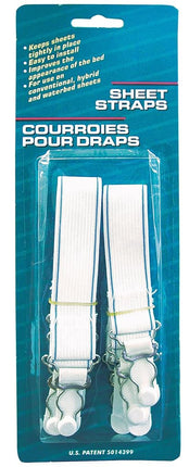 Sangles élastiques Blue Magic pour drap de lit à eau avec attaches antidérapantes, blanches, paquet de 4