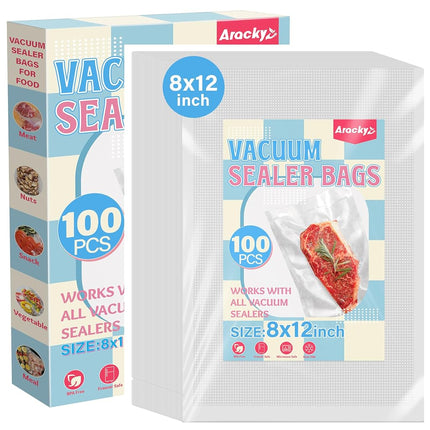 Bolsas para sellar alimentos al vacío, 100 unidades de 20x30 cm, bolsas de sellado al vacío, sin BPA, precortadas para almacenamiento, preparación de comidas o sous vide, grado comercial, de alta resistencia
