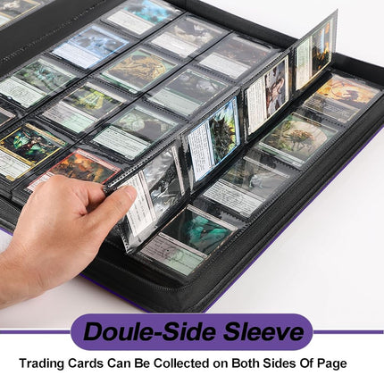 Premium 2000 Pocket Card Binder - 20 Pocket Trading Card Binder with Sleeves Fits 2000 Cards, Ringless Card Album for TCG - Model A，Classic Purple